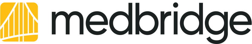 Medbridge logo with a yellow geometric shape on the left and bold black "medbridge" text on the right.